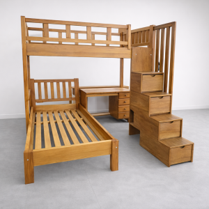 Cama loft de madeira com escrivaninha CB05E