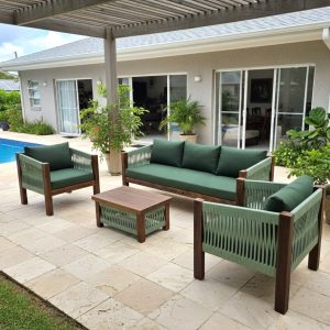 conjunto de sofá corda nautica menta 2mts + 02 poltronas 75cm SF35